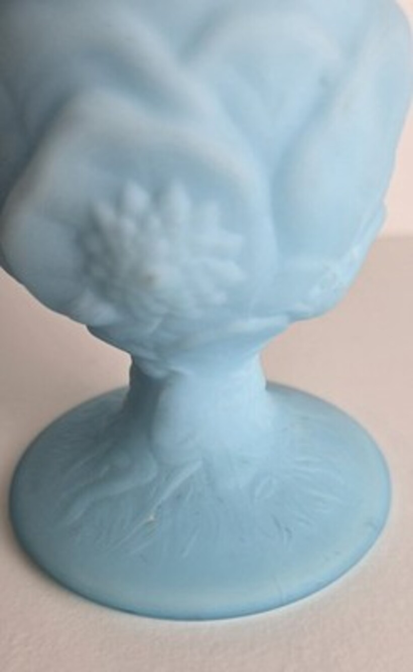 Fenton Blue Satin Swung Bud Vase 10.75" Art Glass Milk Glass - Picture 6 of 7